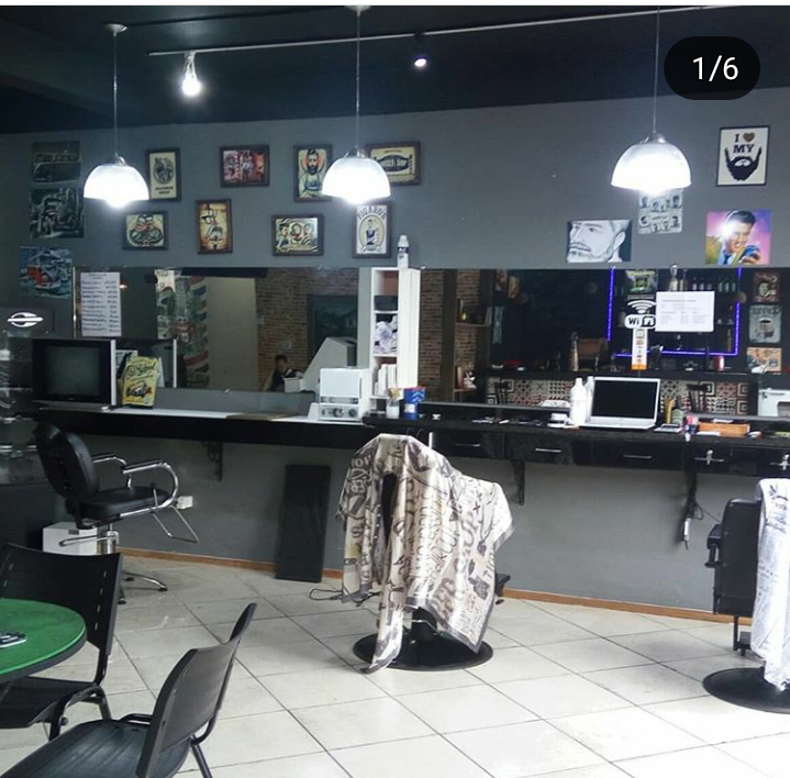 Detalhe da decoração da barbearia Mr Mauro